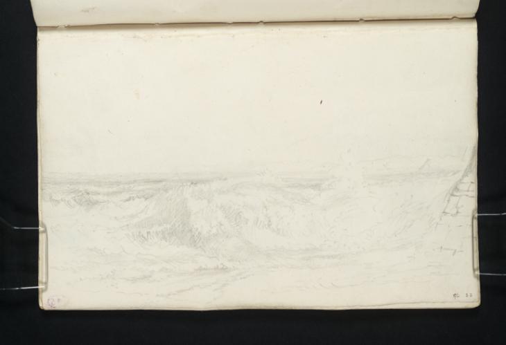 Joseph Mallord William Turner, ‘Waves Breaking Against the Jetty of Scarborough Harbour, Looking South to Filey Brigg in the Distance’ c.1816-18
