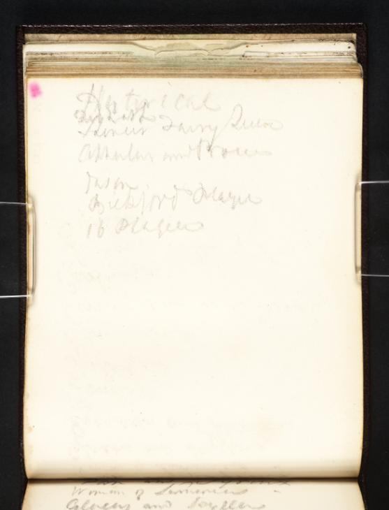 Joseph Mallord William Turner, ‘Inscription by Turner: A Draft List of 'Liber Studiorum' Historical Subjects’ c.1808-18