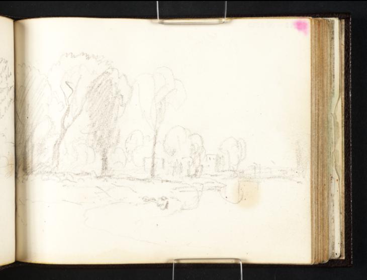Joseph Mallord William Turner, ‘Trees and Buildings beside a River: ?Syon House on the Thames’ c.1808-18
