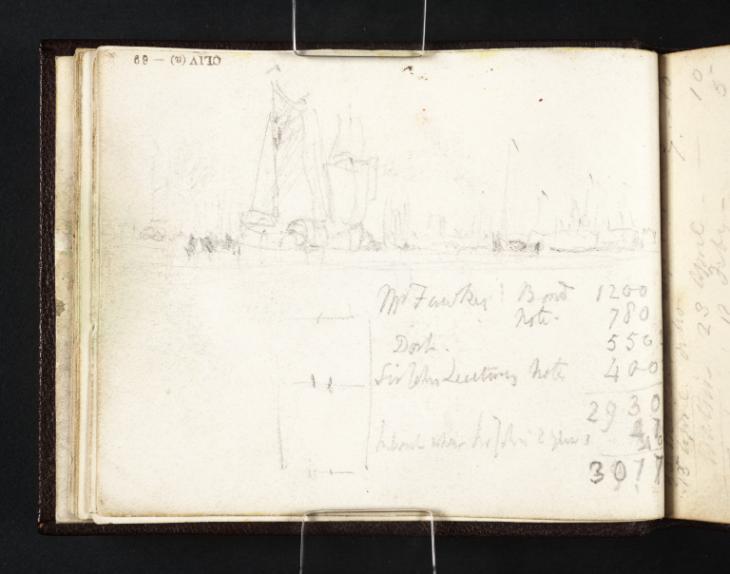 Joseph Mallord William Turner, ‘A Study Relating to 'Dort, or Dordrecht'; an Architectural Plan; Inscription by Turner: Accounts’ c.1817-18