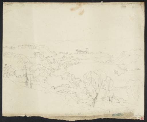 Joseph Mallord William Turner, ‘Leathley Church from above Lindley Mill on the River Washburn’ c.1818
