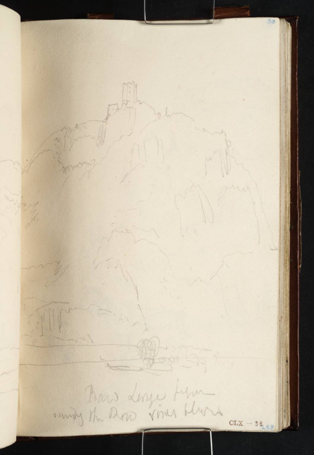 The Drachenfels, Looking across the Rhine from the Road on the West Bank