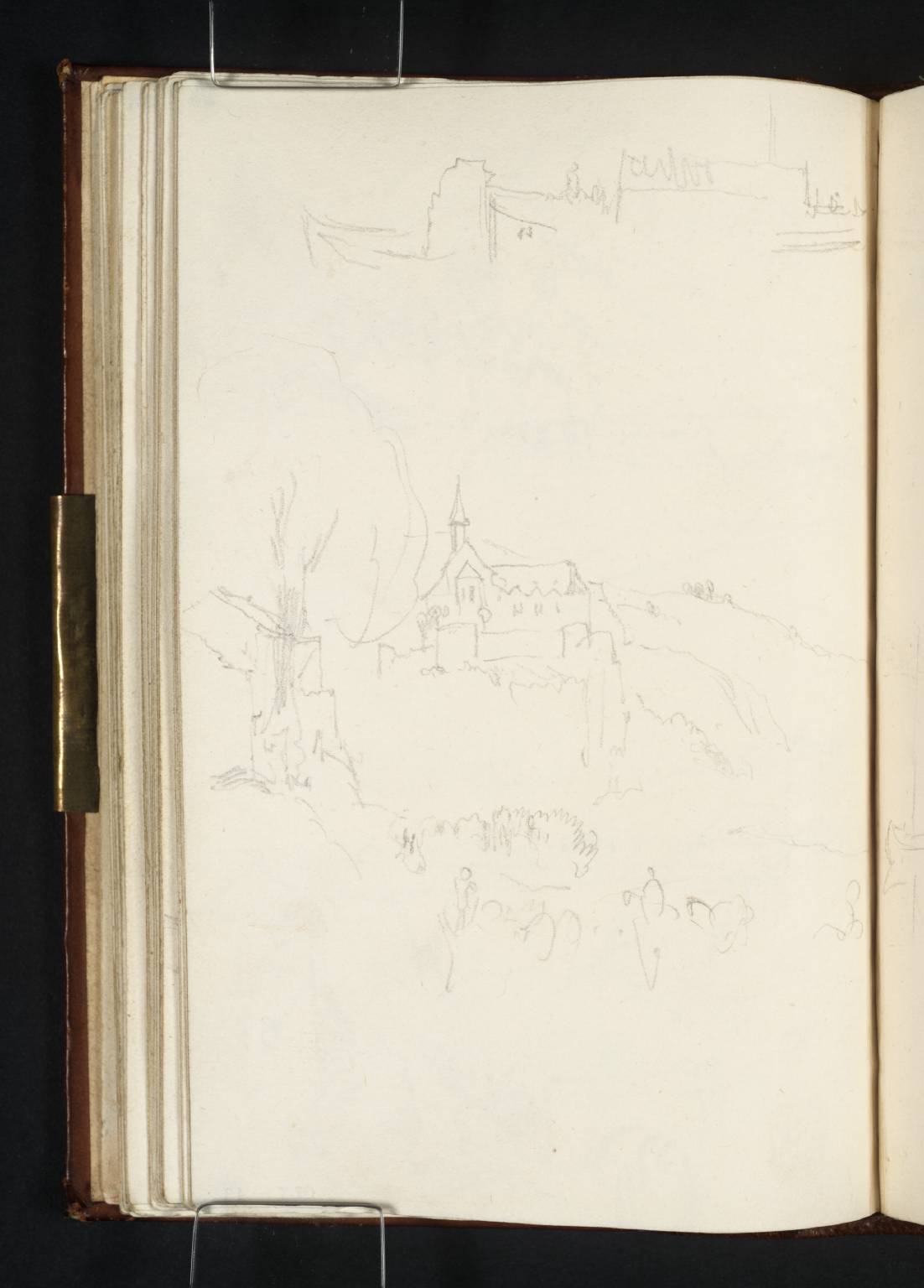 Walls and Boats; St Martin’s Chapel on the Apollinarisberg outside Remagen, Looking Downstream from That Town