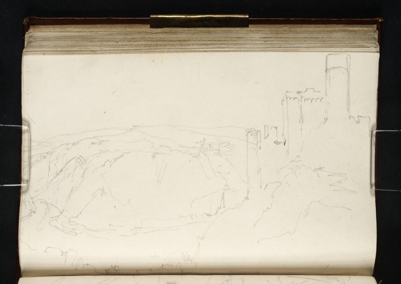 View from behind Burg Katz upstream to the Lorelei and across the Rhine to the Hills above St Goar