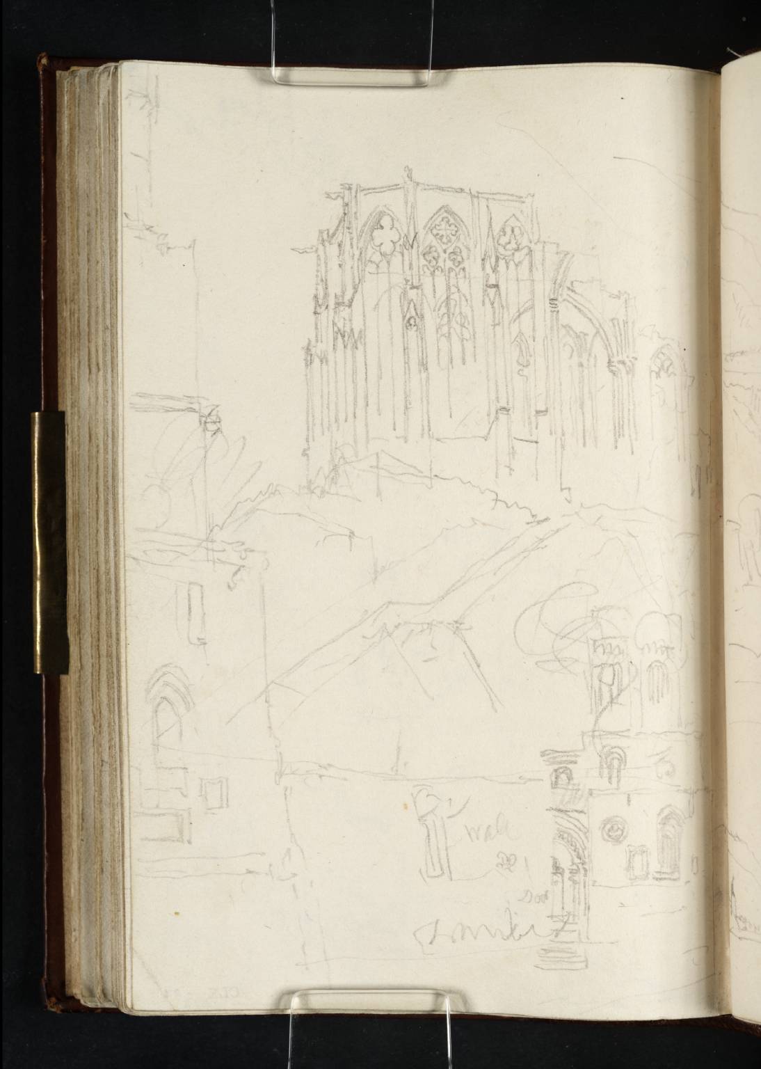 The Wernerkapelle and the Tower of St Peter’s Church, Bacharach, with Details in a Separate Sketch