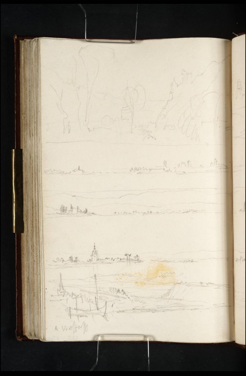 (1) The Bautsburg and the Clemenskapelle, Looking Upstream from the West Bank; (2) View Upstream to Kastel and Mainz; (3) View down the Rhine with Biebrich Palace; (4) View down the Rhine to Walluf and Eltville; (5) View up the Rhine to Walluf