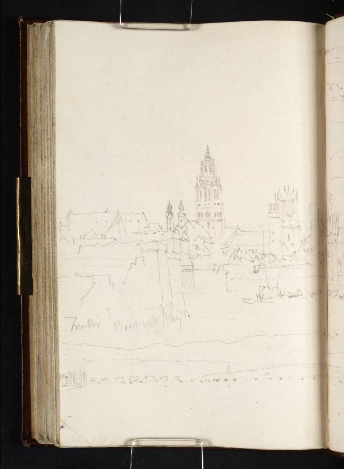 (1) The Rhine Front at Mainz, Showing the Augustinians’ Church, the Cathedral, Holzturm, Eisenturm, and the Churches of St Christopher and St Peter; (2) View down the Rhine at Mainz to the Rheingau Showing the Bridge of Boats to Kastel