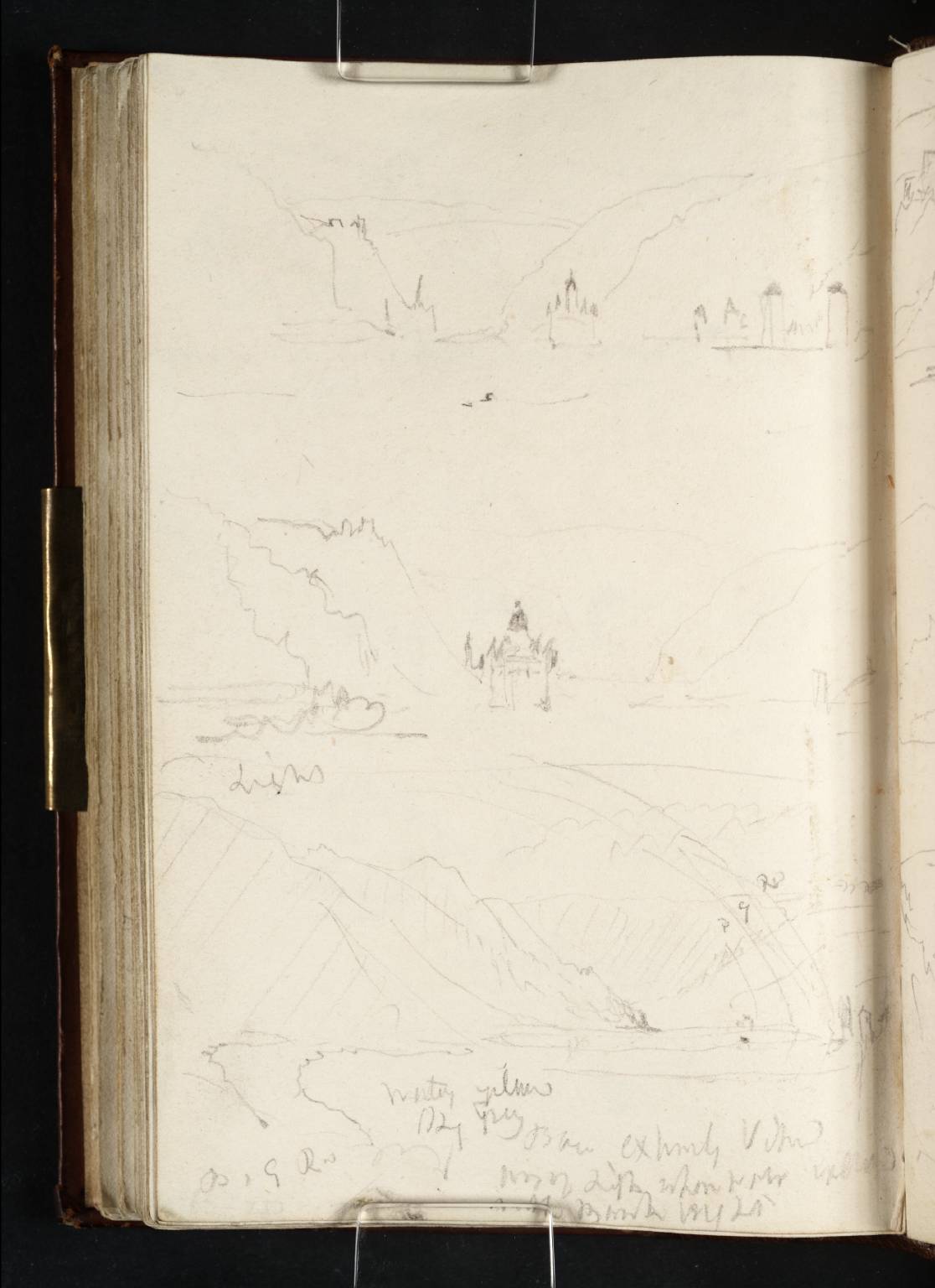 (1) View downstream to the Schönburg, Oberwesel, the Pfalz, Kaub and Burg Gutenfels; (2) View downstream, from closer to the Pfalz; (3) View upstream at the Bend above Braubach, Looking Towards Osterspay, with Travellers on the Road and a Rainbow