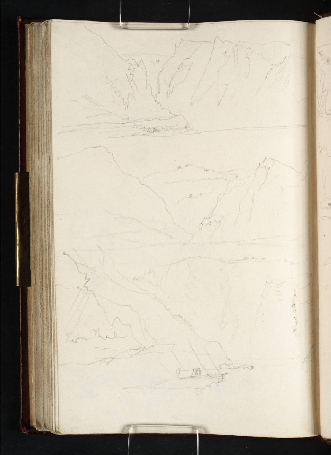Three Sketches of the Lorelei Drawn Travelling Downstream towards It