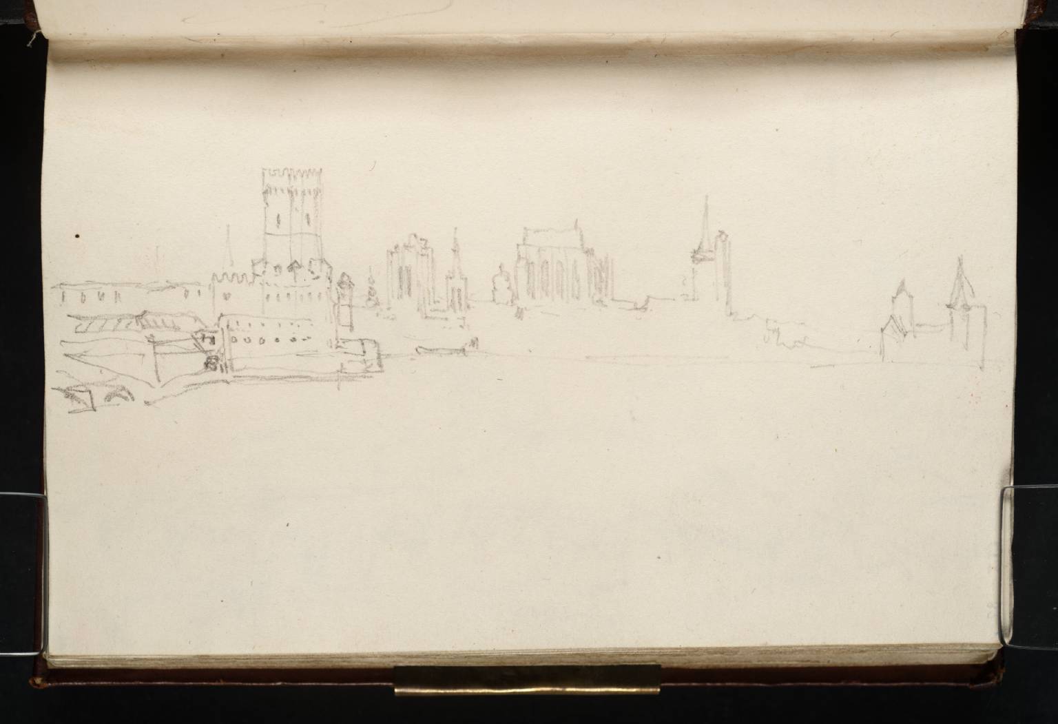 Cologne from the Rhine, Looking Downstream towards the Bayenturm, Cathedral, Great St Martin’s and St Cunibert’s