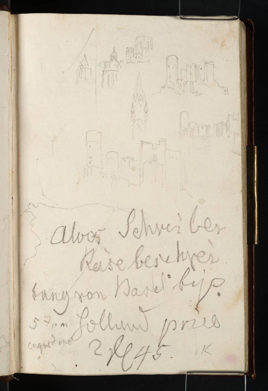 (1)-(4) The Buildings at Ovberwesel: St Martin’s Church; the Schönburg and Spire of the Liebfrauenkirche; Two Sketches of the Schönburg