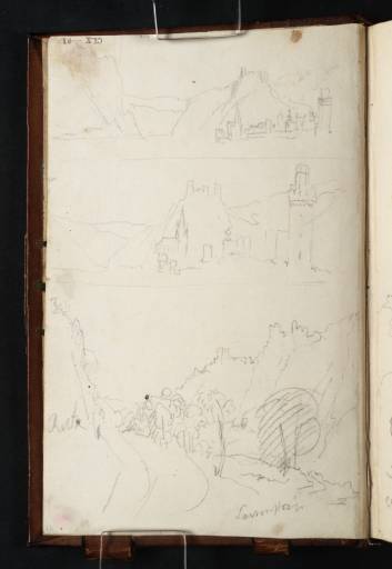 Joseph Mallord William Turner, ‘Two Views up the River Rhine towards Oberwesel and the Schönburg; View down the Rhine to 'The Brothers'’ 1817
