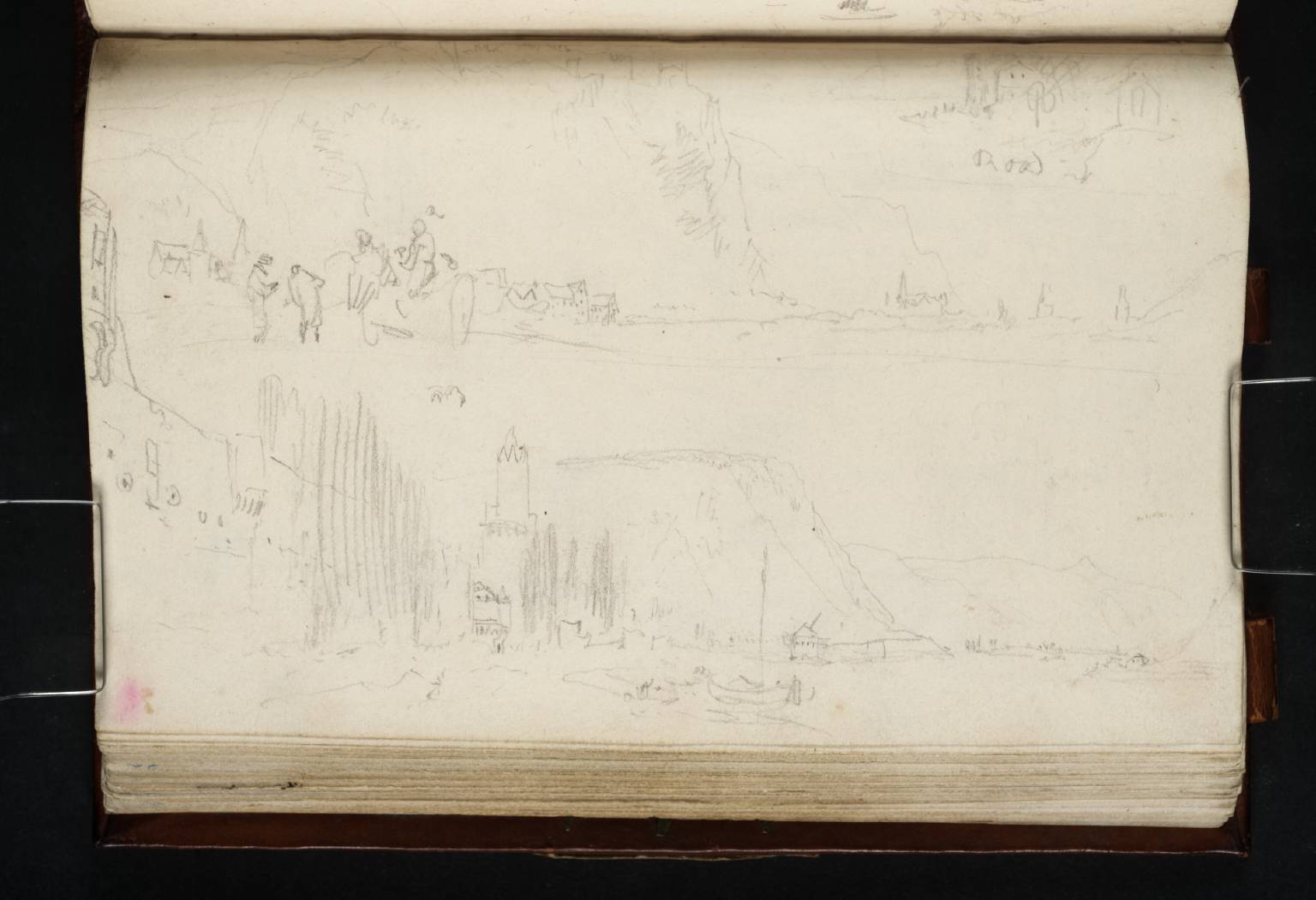 (1) Houses; (2) Hammerstein and Andernach, Looking Upstream from the West Bank towards Leutesdorf, with Travellers on the Road; (3) Andernach, Looking Downstream from the Landing-Stage at the Rhine Gate towards the Watch Tower and the Crane