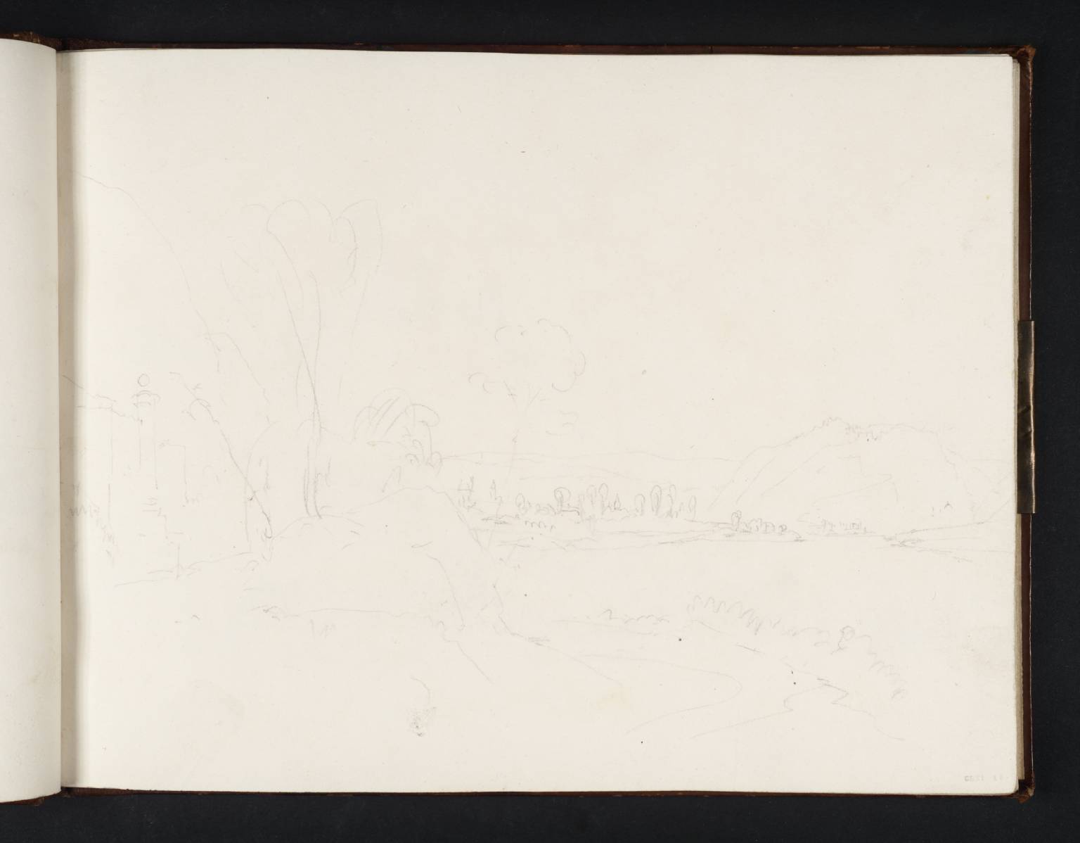 Distant View of Coblenz and Ehrenbreitstein, Looking Downstream from the West Bank, near a Fountain