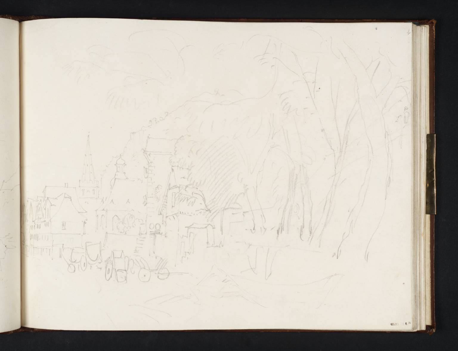 Burg Katz and St Goarhausen from the Riverside Road by the Landing-Stage at St Goar, with a Fishing Boat in the Foreground