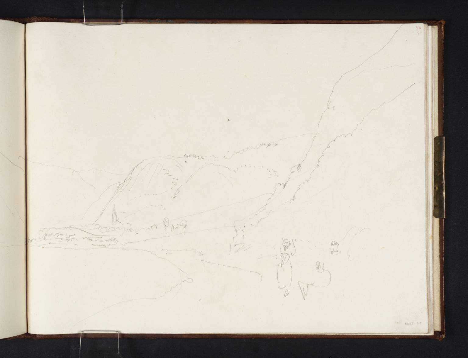 The Castles of the Two Brothers and Church at Bornhofen, Looking Upstream from the West Bank between Boppard and Salzig, with Traveller in the Foreground