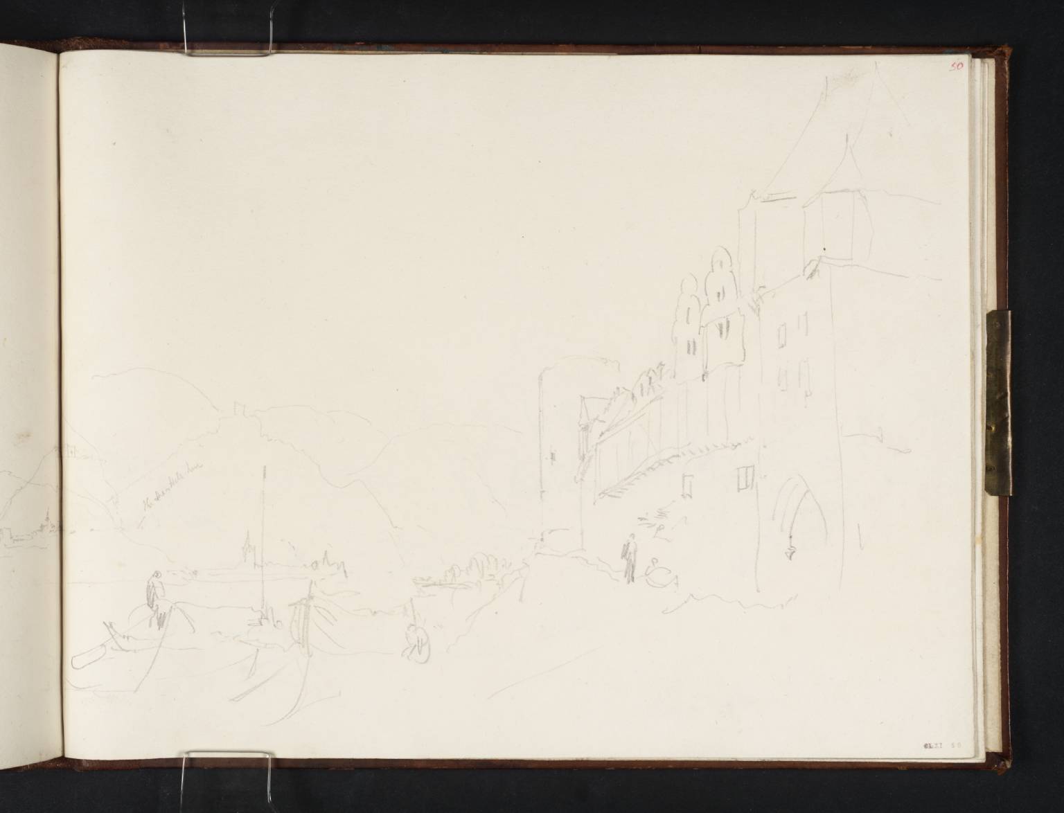 Braubach and the Marxburg Looking Upstream from the West Bank at Rhens next to the Scharfenturm and Hotel Königstuhl