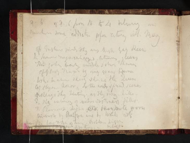 Joseph Mallord William Turner, ‘Inscription by Turner: Notes and a Draft of Poetry’ c.1819