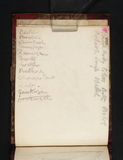 Joseph Mallord William Turner, ‘Inscriptions by Turner: A List of Possessions; A List of Subjects on the River Rhine’ c.1819