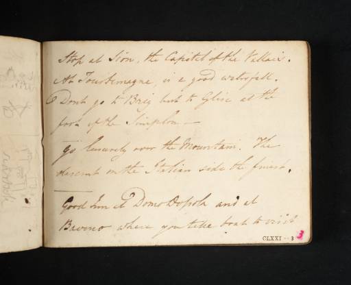Joseph Mallord William Turner, ‘Notes by James Hakewill on Travelling to Italy’ 1819