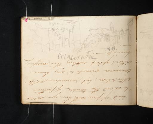 Joseph Mallord William Turner, ‘Two Sketches by Turner of the Walls at Macerata; and Notes by James Hakewill on Travelling in Italy’ 1819