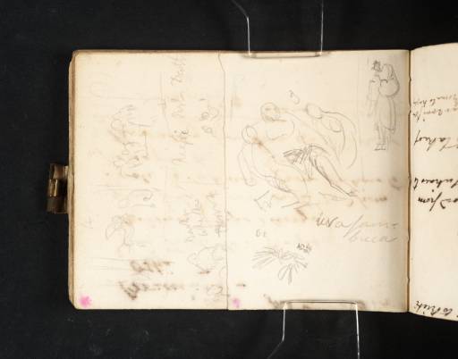Joseph Mallord William Turner, ‘Copy of 'Mercury and the Three Graces' by Tintoretto from the Palazzo Ducale; and Sketches of a Plant and Figure’ 1819