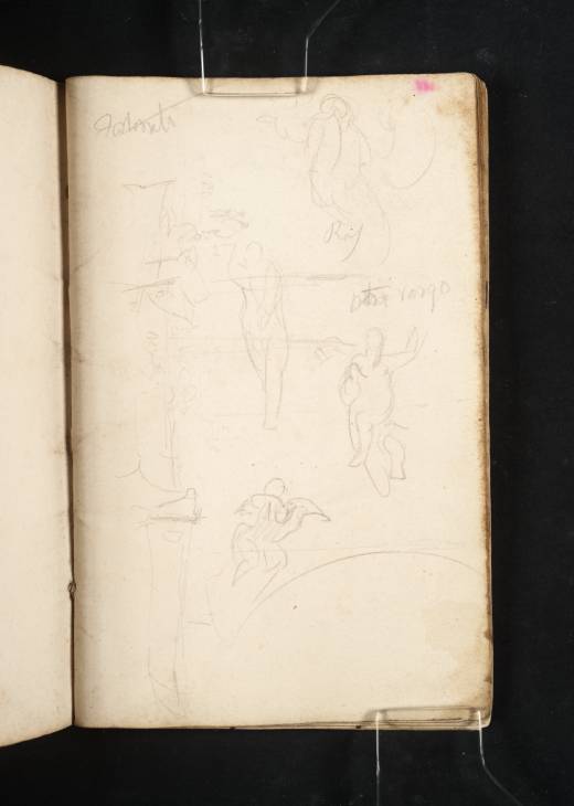 Joseph Mallord William Turner, ‘Sketches of Parts of the Frescoes in the Loggia di Psiche, Villa Farnesina, Rome: and a Landscape with Boats’ 1819