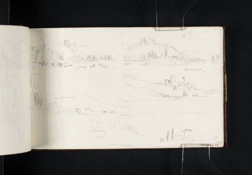 Joseph Mallord William Turner, ‘Five Sketches on the River Saône, Including Three of Trévoux’ 1819