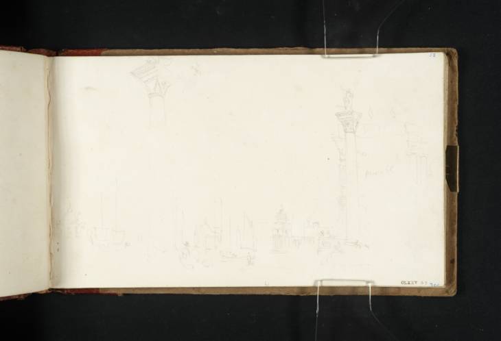 Joseph Mallord William Turner, ‘The Columns of the Piazzetta, Venice, with the Dogana, and the Churches of the Zitelle and Redentore across the Canale della Giudecca Beyond’ 1819