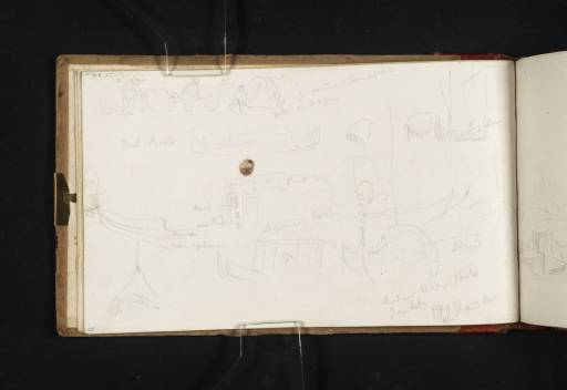 Joseph Mallord William Turner, ‘Studies of Venetian Boats Including a Gondola, Figures and Headgear’ 1819