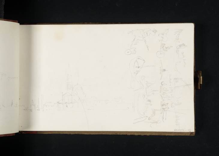Joseph Mallord William Turner, ‘Venice across the Bacino from the Campanile of San Marco (St Mark's) to the Isola di San Giorgio Maggiore; Studies of Boats, Figures and a Horse and Cart’ 1819