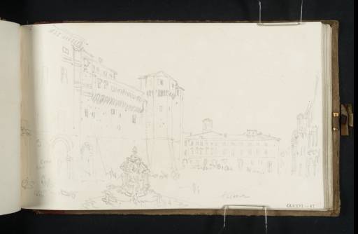 Joseph Mallord William Turner, ‘Cesena: The Present-Day Piazza del Popolo with the Rocca Malatestiana, Fontana Masini from the First Floor of the Albergo Leon d'Oro’ 1819