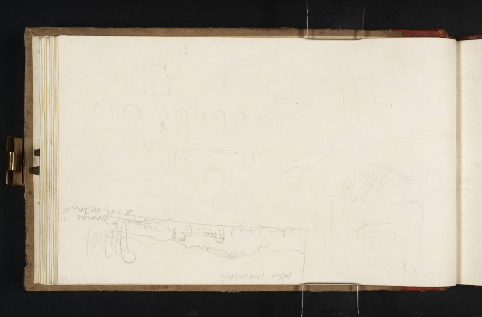 Sketches of the Aqueduct between Loreto and Recanati; and the Castle of La Rancia, Just South of Macerata
