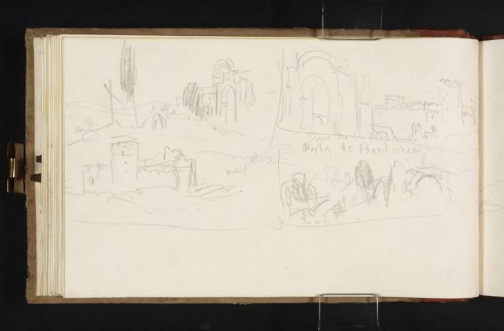 Joseph Mallord William Turner, ‘Sketches of the Gateway and Castle of La Rancia, near Macerata’ 1819