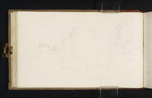 Joseph Mallord William Turner, ‘The Church and Bridge of San Giacomo, Foligno, from across the River Topino’ 1819