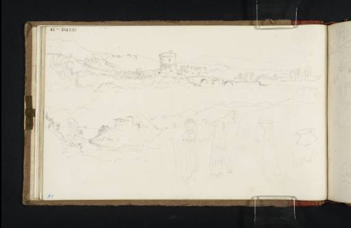 Joseph Mallord William Turner, ‘Two Landscape Views, including one of Ponte Lucano and the Tomb of the Plautii; and sketches of Italian Women’ 1819