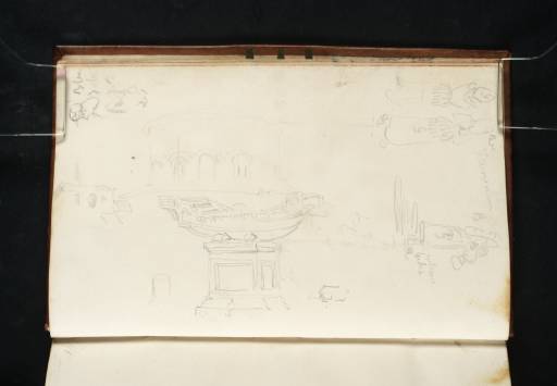 Joseph Mallord William Turner, ‘The Navicella and San Stefano Rotondo, Rome; and Sketches of Figures at Terracina’ 1819