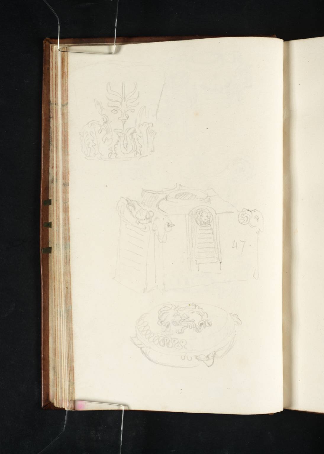 Studies of Sculptural Fragments from the Vatican Museums, Including a Composite Capital and Part of a Fountain