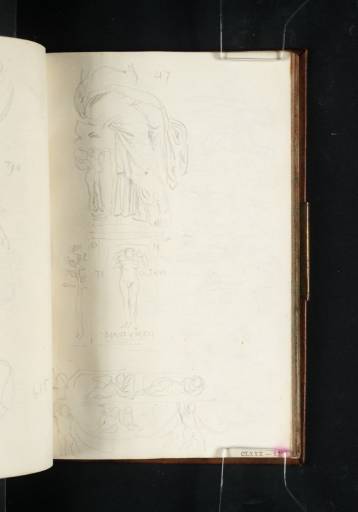 Joseph Mallord William Turner, ‘Studies of Sculptural Fragments from the Vatican Museums, Including a Female Seated Figure with the Grave Urn of Tiberius Octavius Diadumenus’ 1819