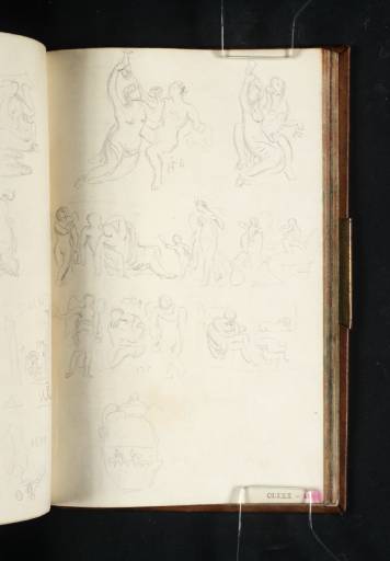 Joseph Mallord William Turner, ‘Studies of Sculptural Fragments from the Vatican Museums, Including Two Sketches of a Faun and Nymph, and Two Sketches of the Sarcophagus of Endymion and Selene’ 1819