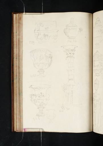Joseph Mallord William Turner, ‘Studies of Sculptural Fragments from the Vatican Museums, Including Vases and one of the Barberini Candelabra’ 1819