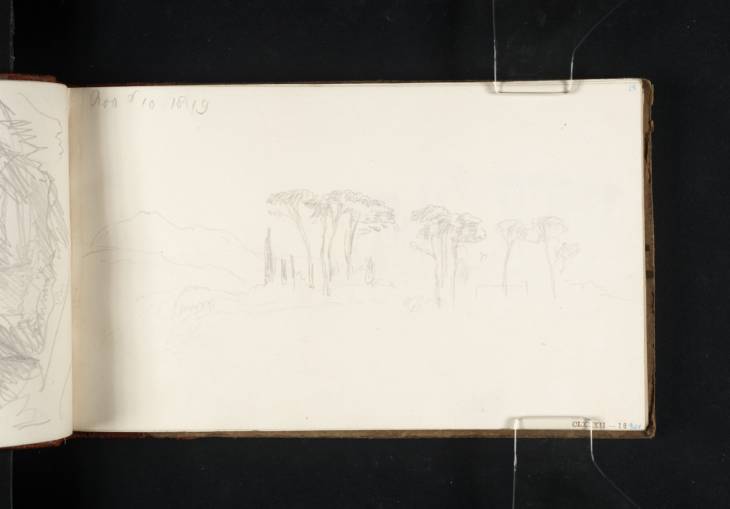 Joseph Mallord William Turner, ‘A Grove of Trees with a Distant View of a Mountain Beyond, ?between Lakes Albano and Nemi’ 1819