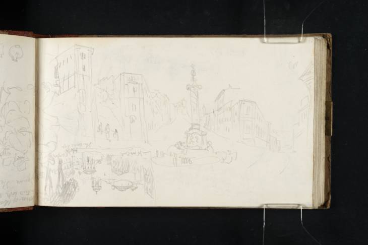 Joseph Mallord William Turner, ‘Two Views in Genzano, Including the Fountain of San Sebastiano and the Church of Santissima Trinità’ 1819