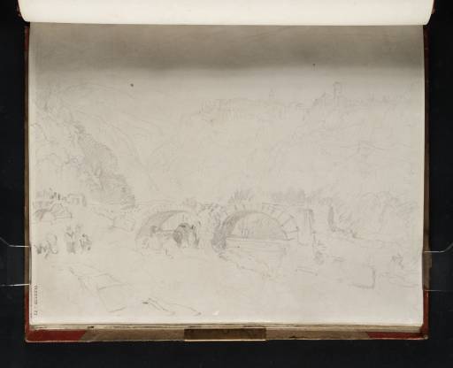 Joseph Mallord William Turner, ‘View of Tivoli from the Valley, with a Bridge Across the River Aniene’ 1819