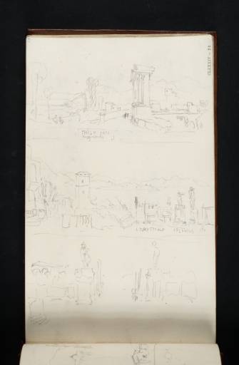 Joseph Mallord William Turner, ‘Three Sketches of Classical Remains, ? Including the So-Called Villa of Cicero at Formia’ 1819