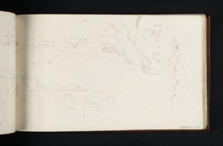 Joseph Mallord William Turner, ‘The Ponte Romano, Capua; and a View of Lake Avernus, Looking towards Cape Misenum’ 1819