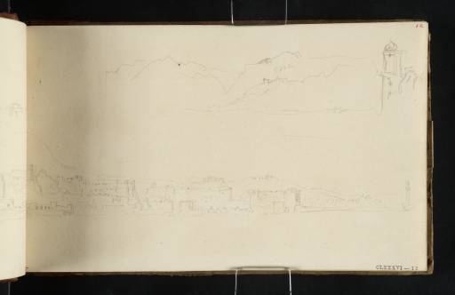 Joseph Mallord William Turner, ‘Naples from the Sea, with Palazzo Reale, Castel Nuovo and the Mole; and a Distant View of Cori from Tor Tre Ponti’ 1819