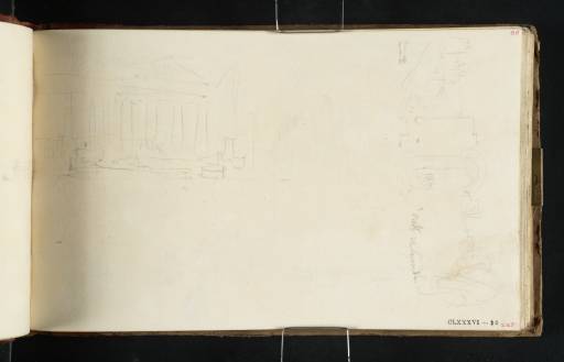 Joseph Mallord William Turner, ‘Two Sketches at Paestum: The Temple of Athena (formerly known as the Temple of Ceres); and the Old City Walls with the Porta Sirena’ 1819