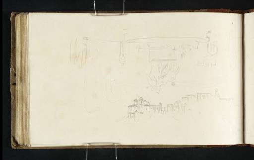Joseph Mallord William Turner, ‘View of a Town; and a Study of the Farnese Bull in the Villa Reale, Naples’ 1819