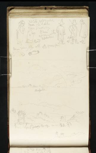 Joseph Mallord William Turner, ‘Studies of Figures; and Three Landscape Sketches, Including the Castle of San Gennaro near Genzano di Rome and a Distant View of ?Nemi’ 1819